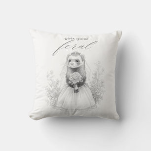 Girls Gone Feral Bachelorette Racoon Wedding Cushion