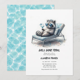 Girls Gone Feral Funny Bachelorette Pool Party Invitation