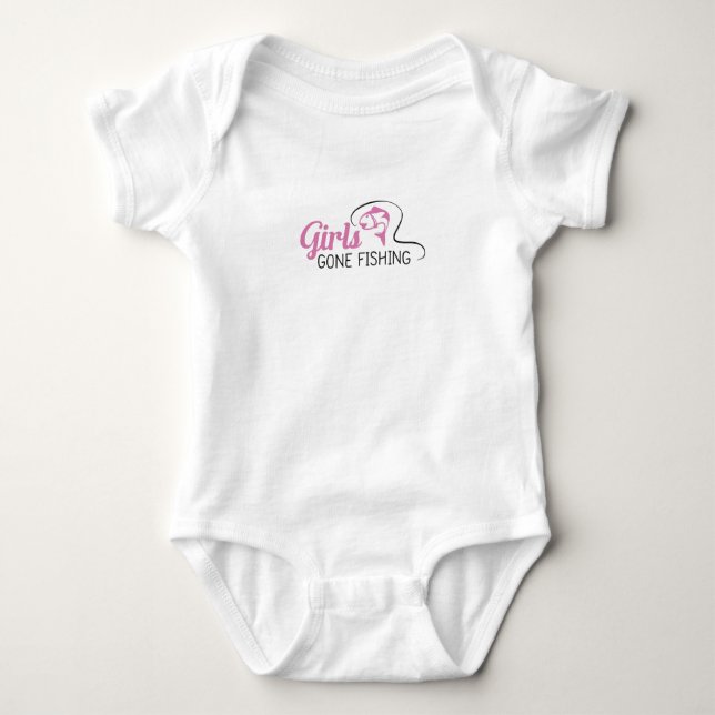 Girls Gone Fishing Funny Gift Baby Bodysuit (Front)