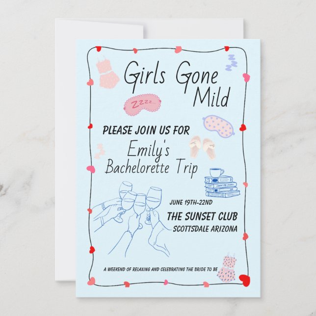 Girls Gone Mild Bachelorette Invitation (Front)