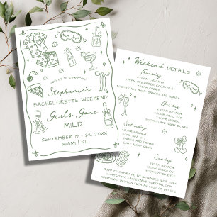 Girls Gone Mild Bachelorette Party Itinerary Sage Invitation