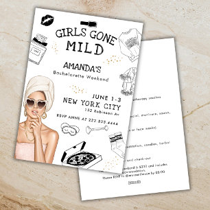 Girls Gone Mild Bachelorette Weekend Spa Itinerary Invitation