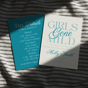 Girls Gone Mild Blue Spa Bachelorette Invitation