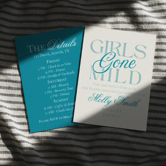 Girls Gone Mild Blue Spa Bachelorette Invitation