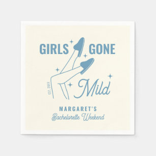 Girls Gone Mild Blue Trendy Spa Bachelorette Napkin