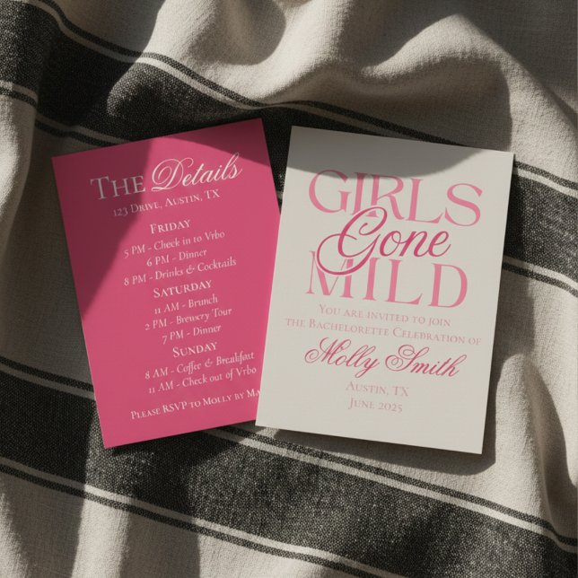 Girls Gone Mild – Funny Chill Bachelorette Design Invitation (Girls Gone Mild invite with modern serif font – perfect for engagement or bridal celebrations!)