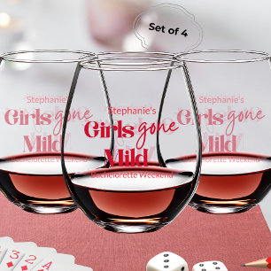 Girls Gone Mild Modern Bachelorette Spa Weekend Stemless Wine Glass