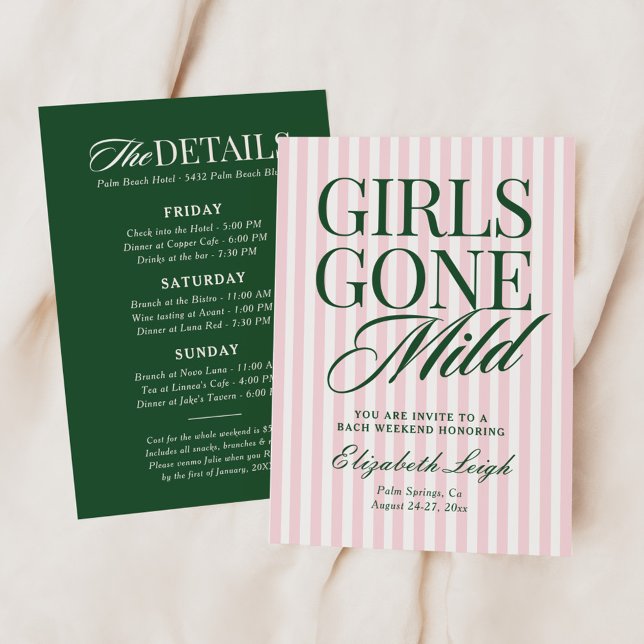 Girls Gone Mild Pajama Spa Bachelorette Weekend Invitation (Creator Uploaded)