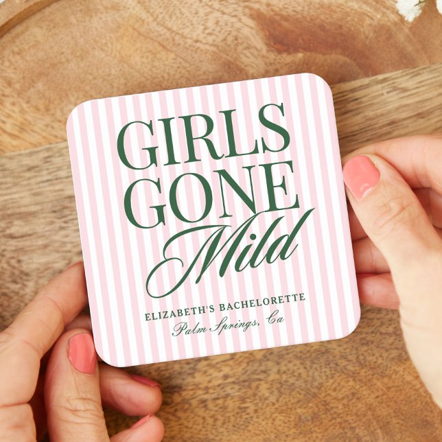 Girls Gone Mild Pajama Spa Bachelorette Weekend Square Paper Coaster (Creator Uploaded)