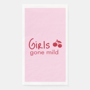 Girls Gone Mild Pink and Cherry Red Bachelorette   Napkin