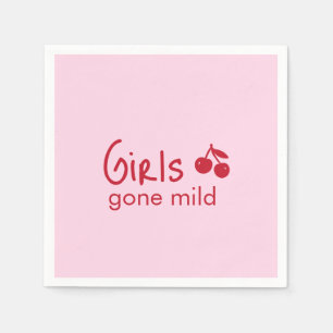 Girls Gone Mild Pink and Cherry Red Bachelorette   Napkin