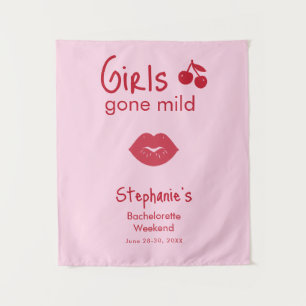 Girls Gone Mild Pink and Cherry Red Bachelorette   Tapestry