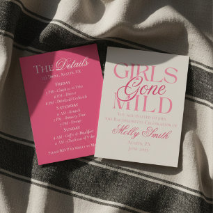 Girls Gone Mild Pink Bachelorette Itinerary Invitation