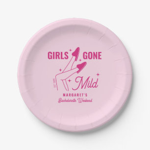 Girls Gone Mild Pink Trendy Spa Bachelorette Paper Plate