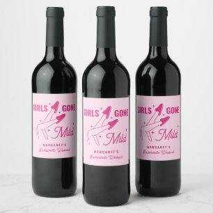 Girls Gone Mild Pink Trendy Spa Bachelorette Wine Label