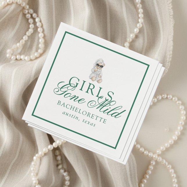 Girls Gone Mild Spa Bear Bachelorette Napkin (Not every bachelorette party needs to be wild—and that’s exactly the vibe Girls Gone Mild!)