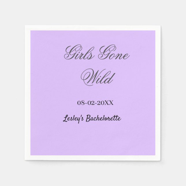 Girls Gone wild Bachelorette party name date bride Napkin (Front)