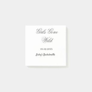 Girls Gone wild Bachelorette party name date bride Post-it Notes