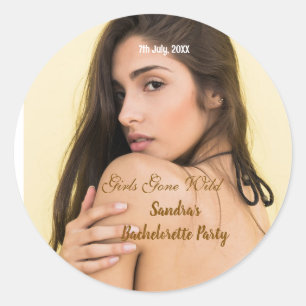 girls gone wild bachelorette party name photo whit classic round sticker