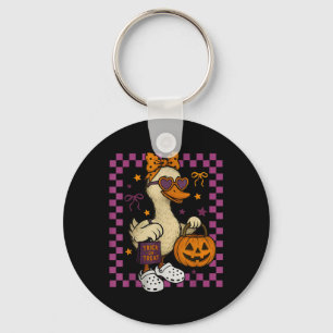Girls Goose Halloween Spooky Goosey Silly Goose Pu Key Ring