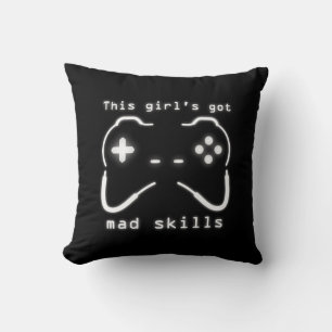 Girl's Got Mad Skills Video Game Controller Cushion