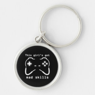 Girl's Got Mad Skills Video Game Controller Key Ring
