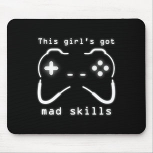 Girl's Got Mad Skills Video Game Controller Mouse  Pad