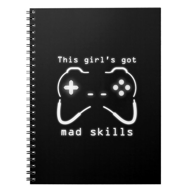 Girl's Got Mad Skills Video Game Controller Notebo Notebook (Front)