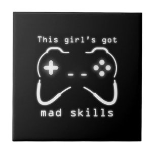 Girl's Got Mad Skills Video Game Controller Tile