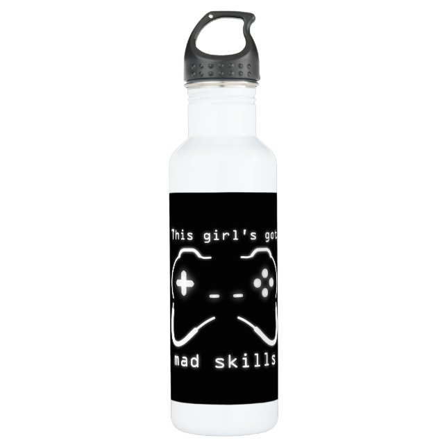 Girl's Got Mad Skills Video Game Controller Water  710 Ml Water Bottle (Front)