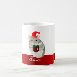 Girls Grey Hamster Christmas  Coffee Mug