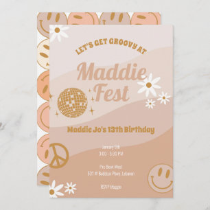 Girls Groovy Festival Vibes Birthday Invitation