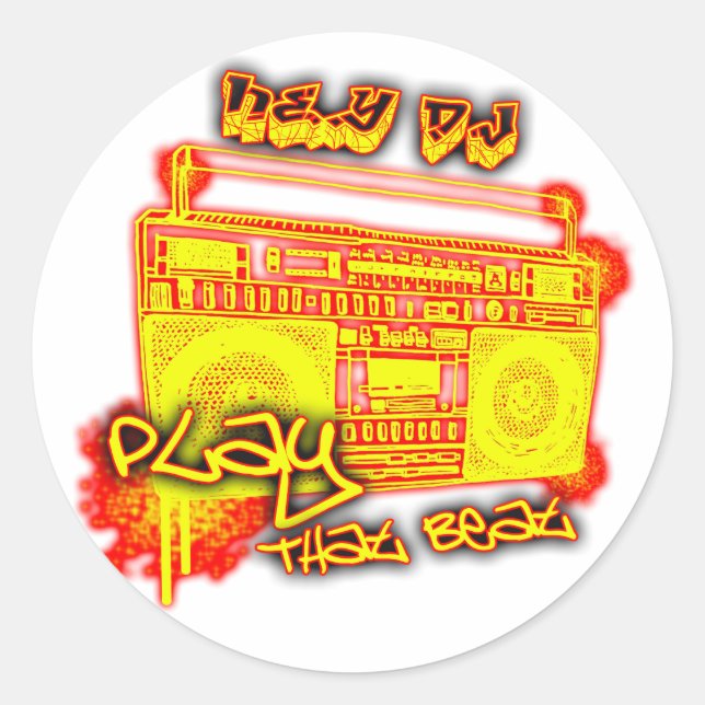 girls guys rap urban dance crunk hip-hop music classic round sticker (Front)