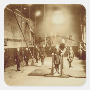 Girl's Gymnasium at the Deaf and Dumb Institution, Square Sticker