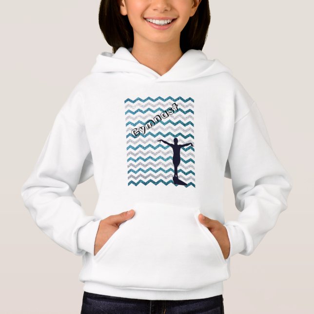 Girls Gymnast Chevron Gymnastics Hoodie (Front)