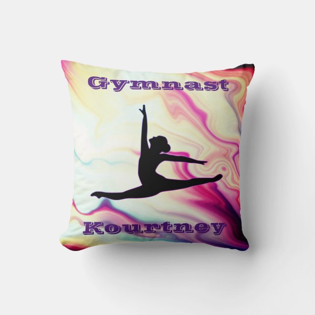 Girls Gymnast Floor Beam Vault Bars Personalised Cushion (Front)