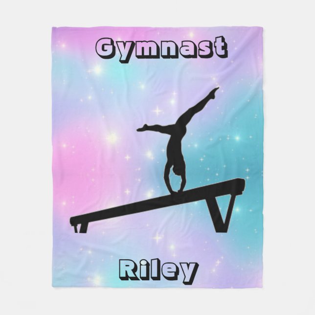 Girls Gymnast Gymnastics Balance Beam   Fleece Blanket (Front)