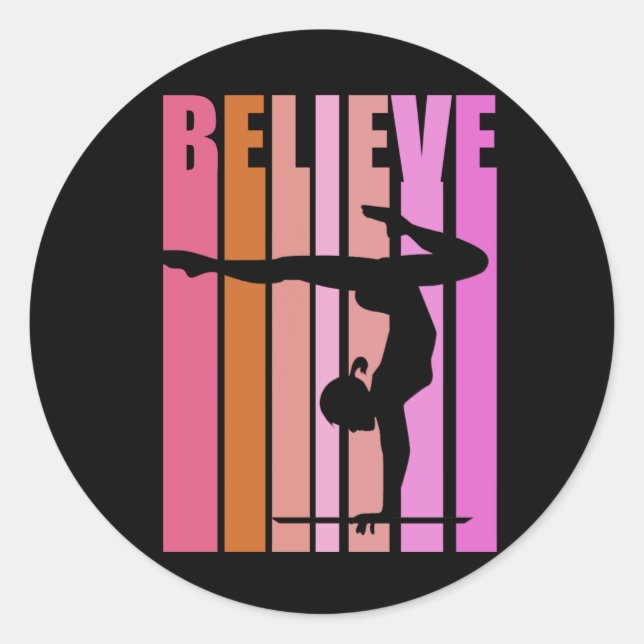 Girls Gymnast Gymnastics Girls Handstand Pink Classic Round Sticker (Front)