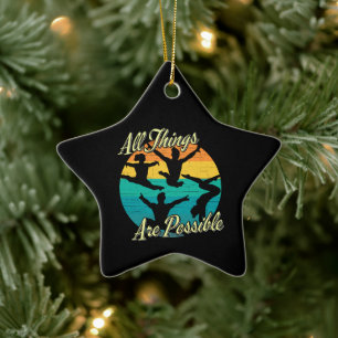 Girls Gymnastics - All Things are Possible Ceramic Tree Decoration