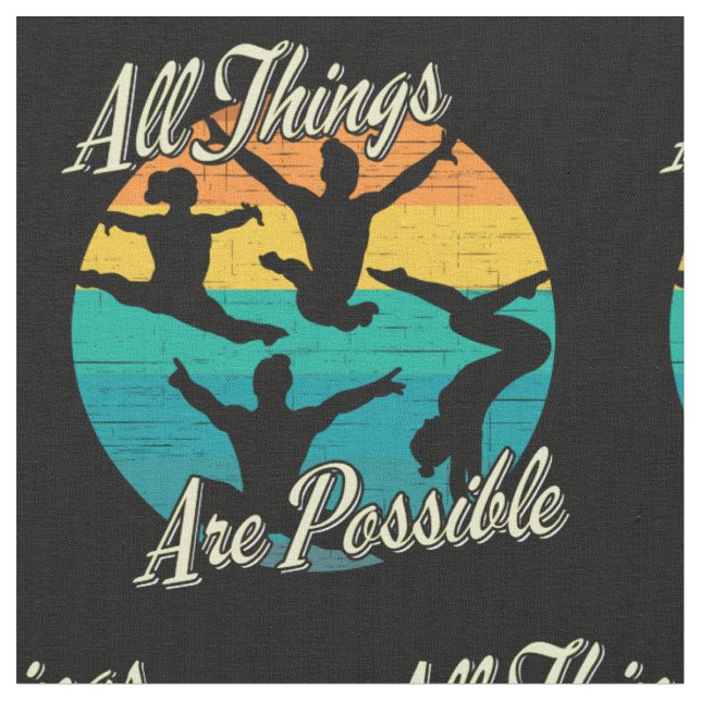 Girls Gymnastics - All Things are Possible Fabric (Close Up)