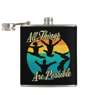 Girls Gymnastics - All Things are Possible Hip Flask