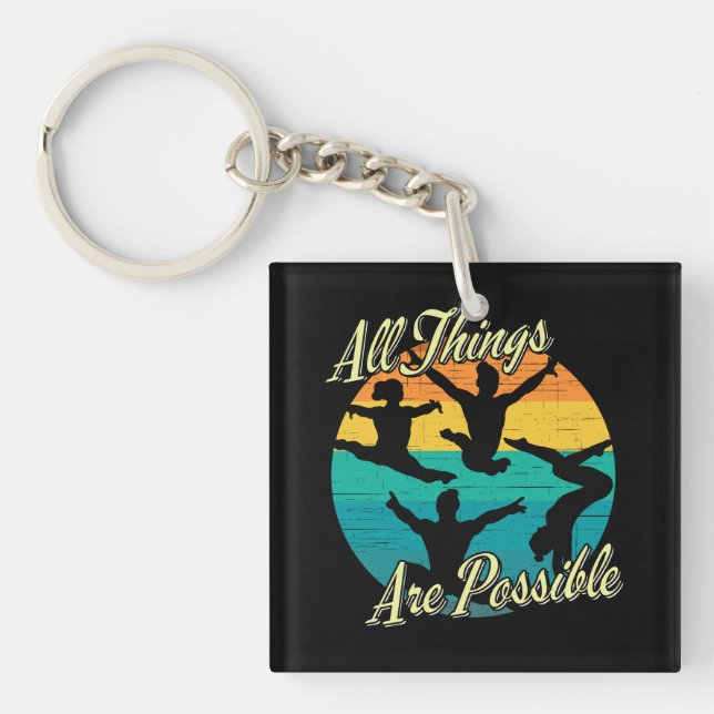 Girls Gymnastics - All Things are Possible Key Ring (Front)