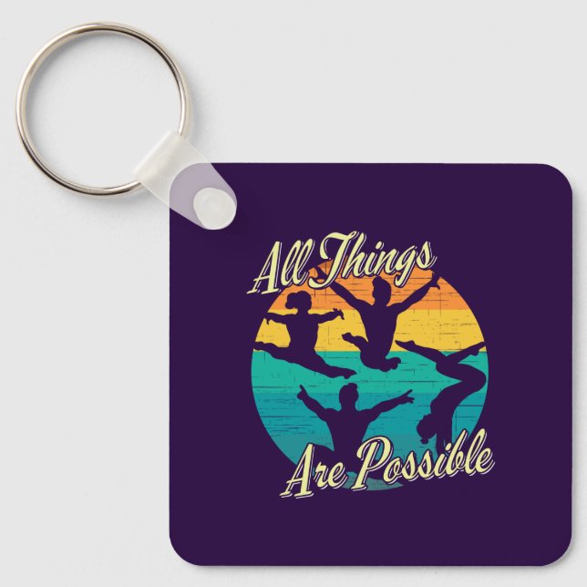 Girls Gymnastics - All Things are Possible Key Ring (Front)