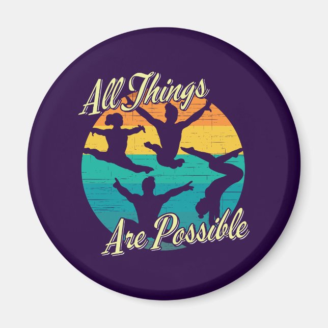 Girls Gymnastics - All Things are Possible Magnet (Front)