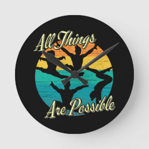 Girls Gymnastics - All Things are Possible Round Clock
