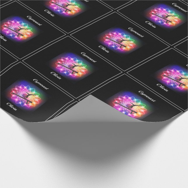 Girls Gymnastics Balance Beam Personalised Wrapping Paper (Corner)