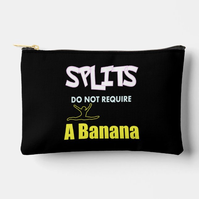 Girls Gymnastics Banana Splits Quote Accessory Pouch (Front)