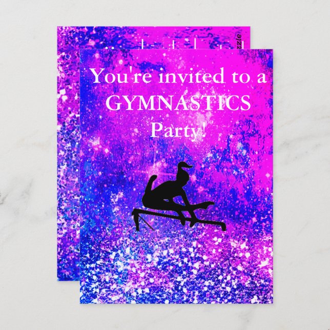 Girls Gymnastics Birthday Party Custom    Postcard (Front/Back)