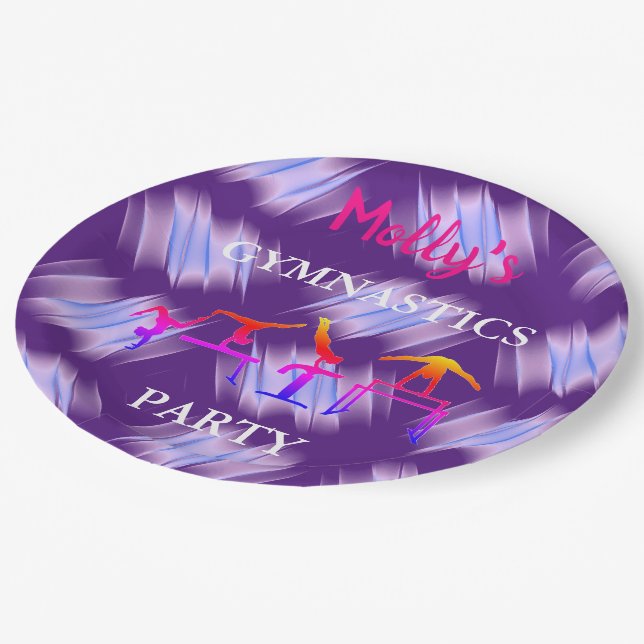Girls Gymnastics Birthday Party Custom Set of Paper Plate (Angled)