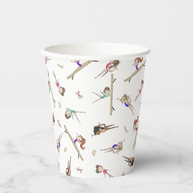 Girls Gymnastics Birthday Party  Paper Cups (Front)